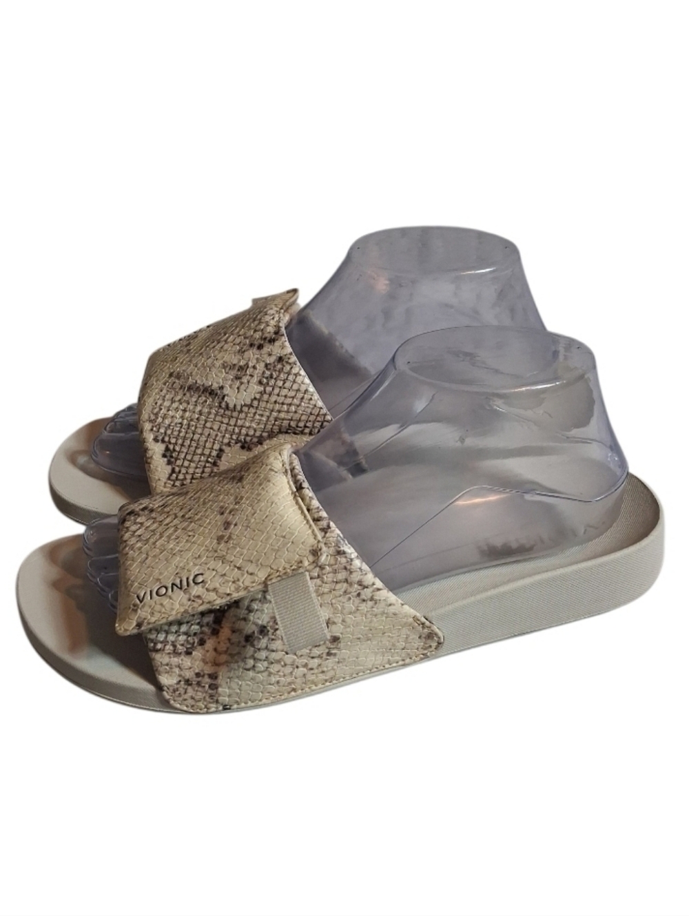 Vionic Keira Women Sz 9 Orthotic Recovery Comfort Slides Snakeskin Summer
